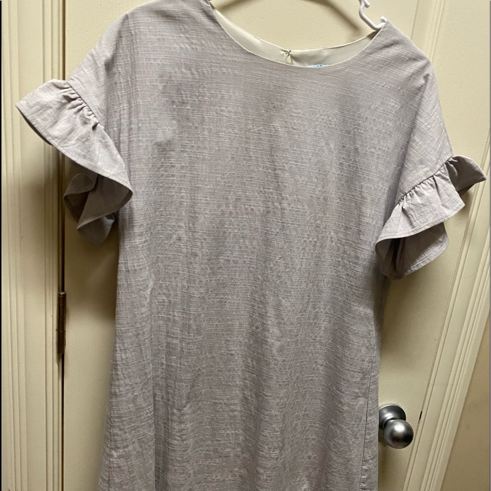 Ruffle sleeves, ruffle bottom knee length dress